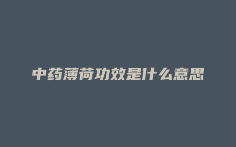 中药薄荷功效是什么意思