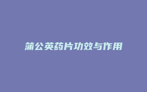 蒲公英药片功效与作用