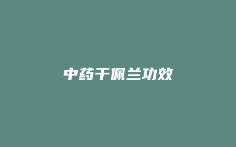 中药干佩兰功效