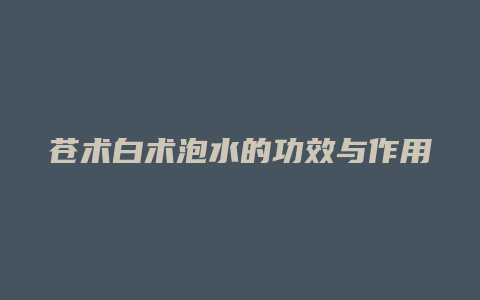 苍术白术泡水的功效与作用