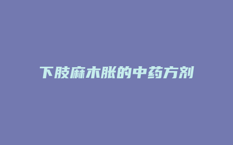 下肢麻木胀的中药方剂