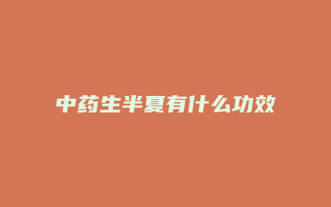 中药生半夏有什么功效