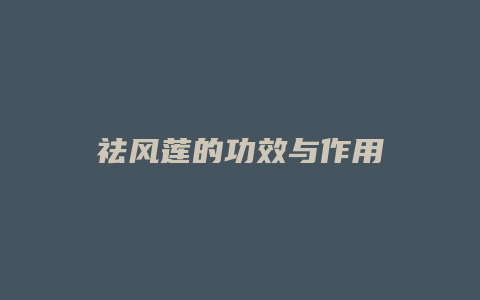 祛风莲的功效与作用