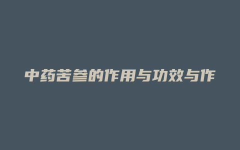 中药苦参的作用与功效与作用