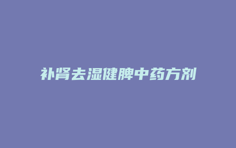 补肾去湿健脾中药方剂