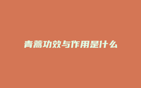 青蒿功效与作用是什么