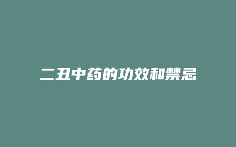 二丑中药的功效和禁忌