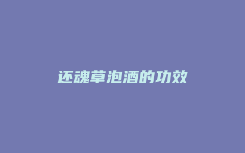 还魂草泡酒的功效