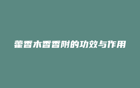 藿香木香香附的功效与作用
