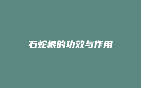 石蛇根的功效与作用