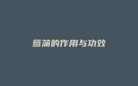 葛蒲的作用与功效