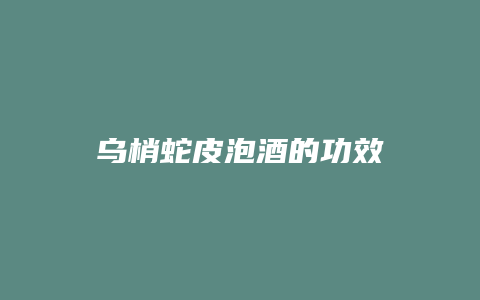乌梢蛇皮泡酒的功效