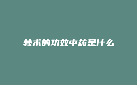 莪术的功效中药是什么