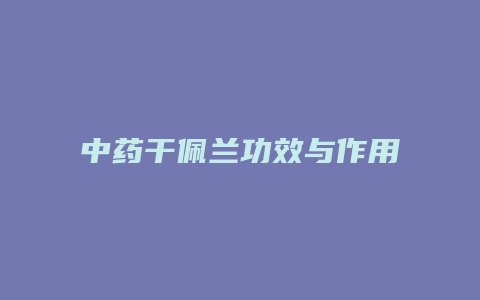 中药干佩兰功效与作用