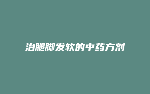 治腿脚发软的中药方剂