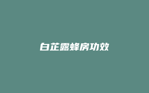白芷露蜂房功效