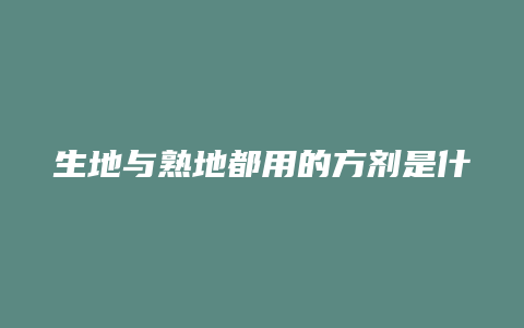 生地与熟地都用的方剂是什么