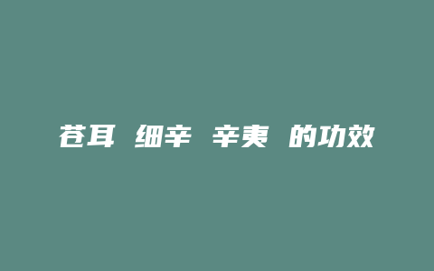 苍耳 细辛 辛夷 的功效
