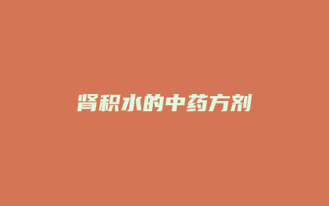 肾积水的中药方剂