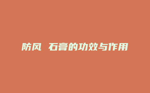 防风 石膏的功效与作用