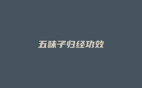 五味子归经功效