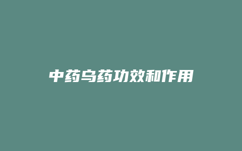 中药乌药功效和作用