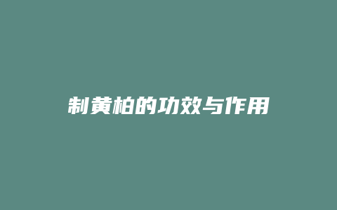 制黄柏的功效与作用