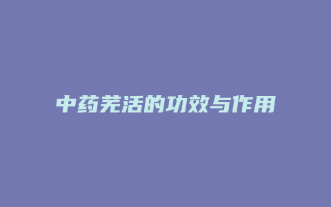 中药芜活的功效与作用