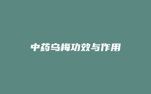 中药乌梅功效与作用