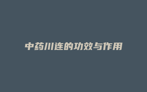 中药川连的功效与作用