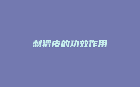 刺猬皮的功效作用