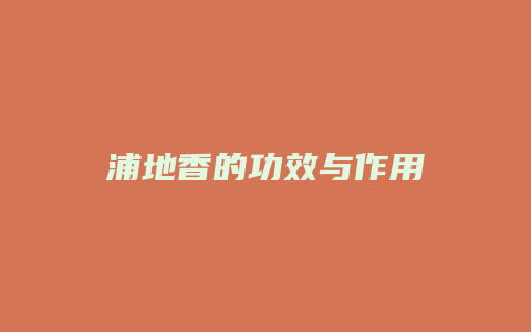 浦地香的功效与作用