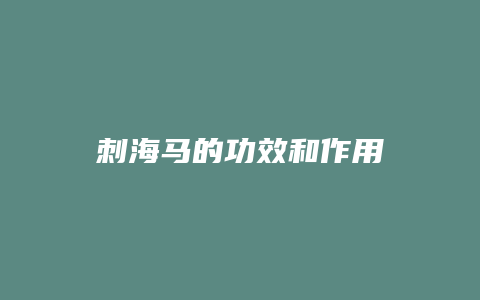 刺海马的功效和作用