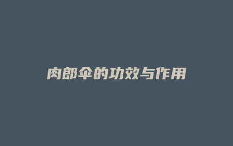 肉郎伞的功效与作用