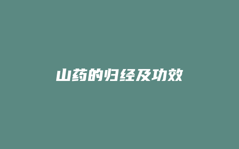 山药的归经及功效