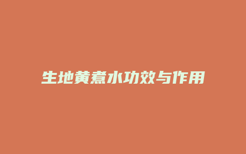 生地黄煮水功效与作用