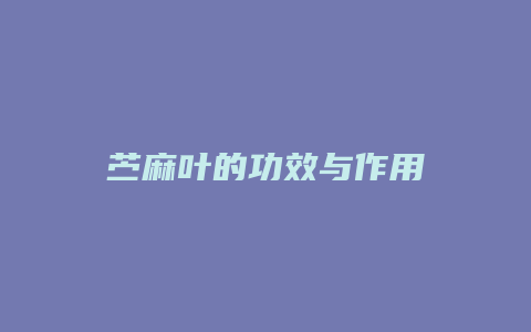 苎麻叶的功效与作用