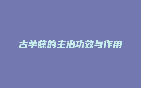 古羊藤的主治功效与作用