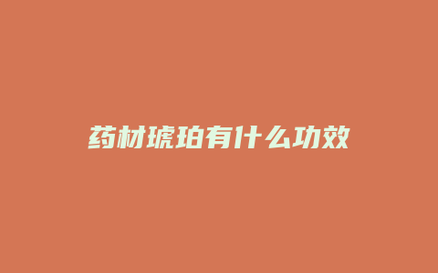 药材琥珀有什么功效