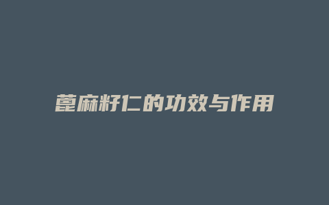 蓖麻籽仁的功效与作用