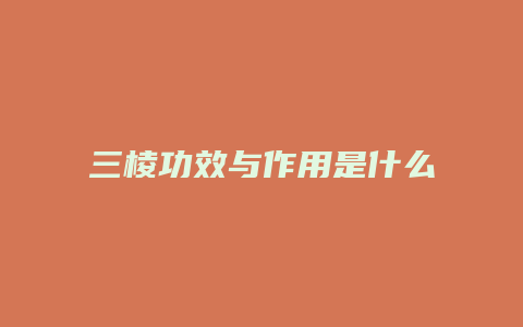 三棱功效与作用是什么