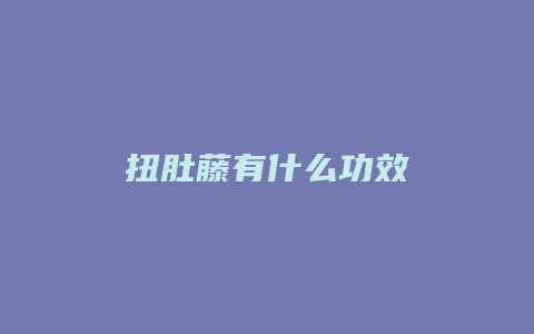 扭肚藤有什么功效