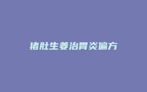 猪肚生姜治胃炎偏方
