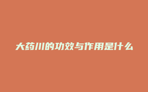 大药川的功效与作用是什么