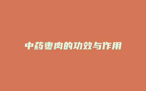 中药枣肉的功效与作用