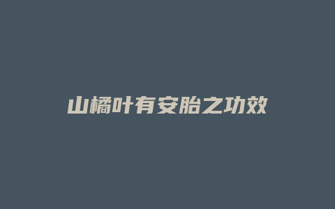 山橘叶有安胎之功效