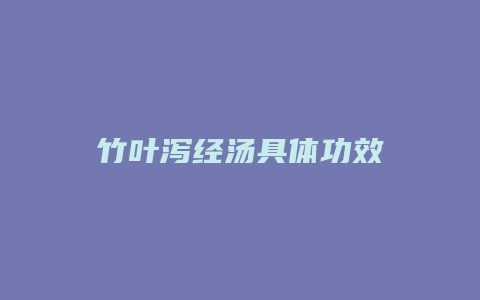 竹叶泻经汤具体功效
