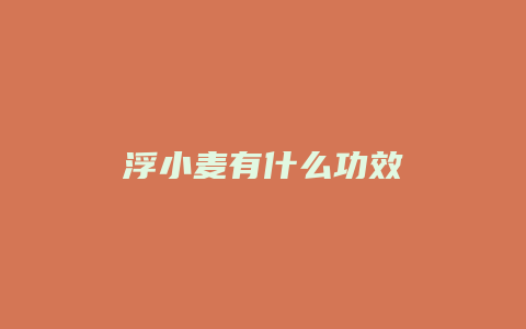 浮小麦有什么功效