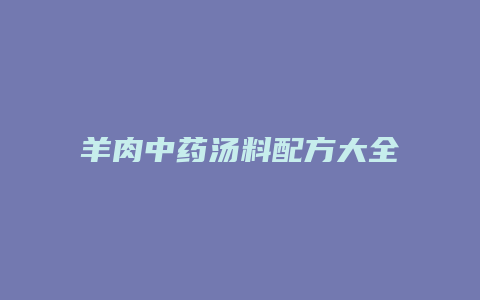 羊肉中药汤料配方大全