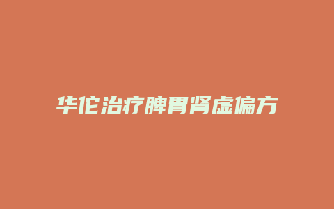 华佗治疗脾胃肾虚偏方